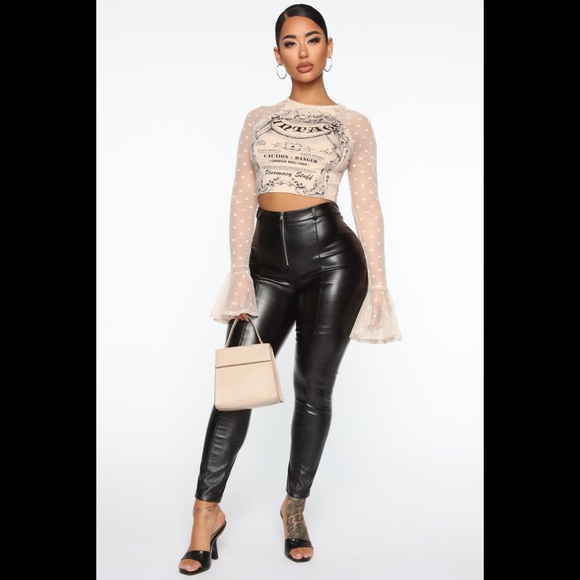 VINTAGE Flare Sleeves Apricot Crop Shirt - Picture 8 of 12